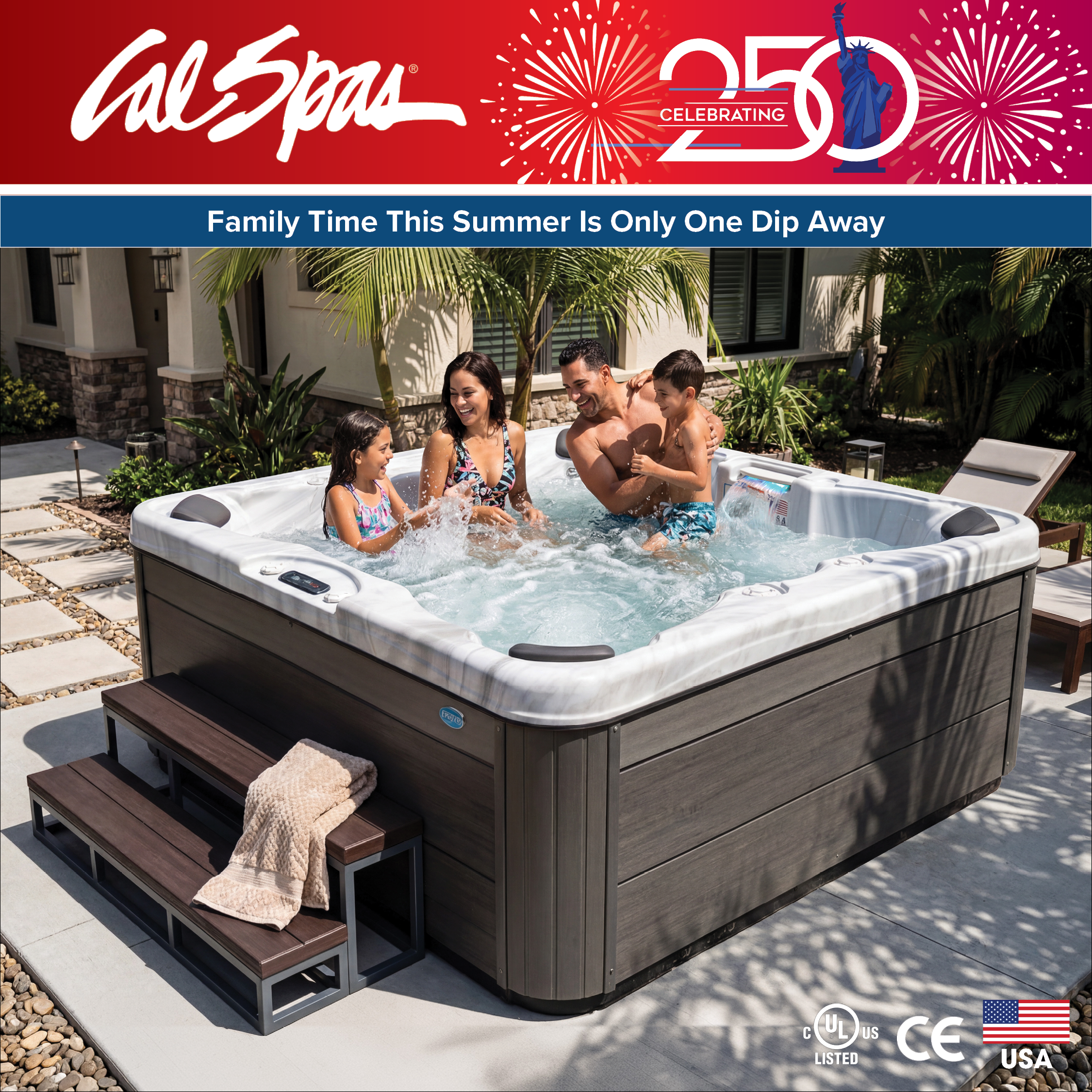 Calspas hot tub being used in a family setting - Frederick